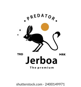 vintage retro hipster jerboa logo vector outline silhouette art icon