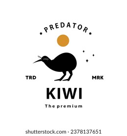 vintage retro hipster kiwi logo vector silhouette art icon