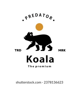 vintage retro hipster koala logo vector silhouette art icon