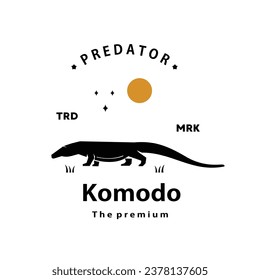 vintage retro hipster komodo logo vector silhouette art icon