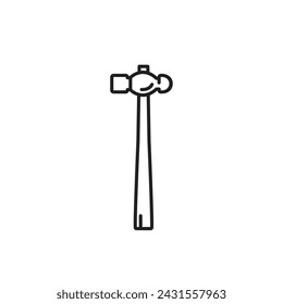 Vintage retro hipster lineart hammer. Carpentry tools silhouette icons on white background