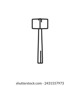 Vintage retro hipster lineart hammer. Carpentry tools silhouette icons on white background