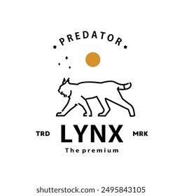 vintage retro hipster lynx logo vector outline monoline art icon