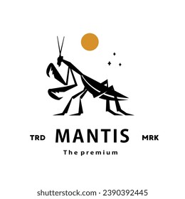 vintage retro hipster mantis logo vector outline silhouette art icon