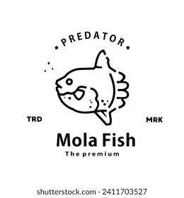 vintage retro hipster mola fish logo vector outline monoline art icon