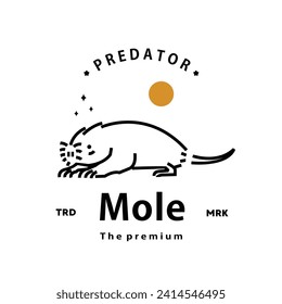 vintage retro hipster mole logo vector outline monoline art icon