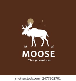 vintage retro hipster moose logo Vector contorno silueta arte icono