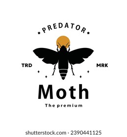 vintage retro hipster moth logo vector silhouette art icon