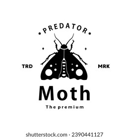 vintage retro hipster moth logo vector silhouette art icon