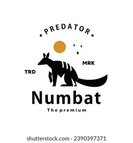 vintage retro hipster numbat logo vector silhouette art icon