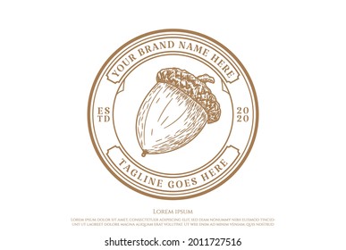 Vintage Retro Hipster Oak Nut Acorn Logo Design Vector