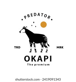 vintage retro hipster okapi logo vector outline silhouette art icon