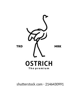 Vintage Retro Hipster Ostrich Logo Vector Outline Monoline Art Icon