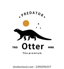 vintage retro hipster otter logo vector silhouette art icon