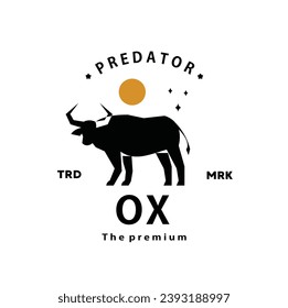 vintage retro hipster ox logo vector outline silhouette art icon