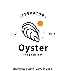vintage retro hipster oyster logo vector outline monoline art icon