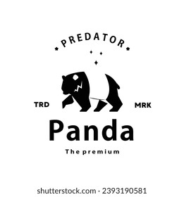 vintage retro hipster panda logo vector outline silhouette art icon