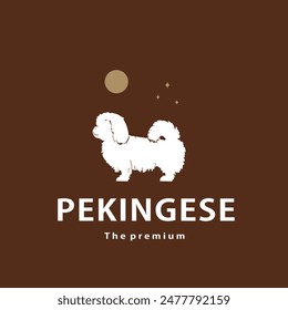 vintage retro hipster pekingese logo vector outline silhouette art icon	