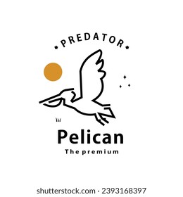 vintage retro hipster pelican logo vector outline monoline art icon