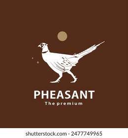 vintage retro hipster pheasant logo vector outline silhouette art icon	