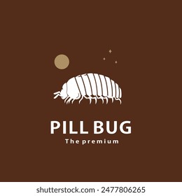 vintage retro hipster pill bug logo vector outline silhouette art icon