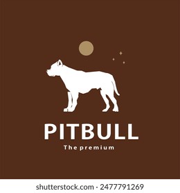 vintage retro hipster pitbull logo vector outline silhouette art icon