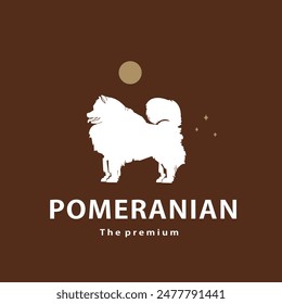 vintage retro hipster pomeranian logo vector outline silhouette art icon