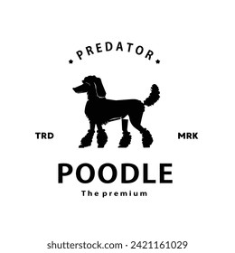 vintage retro hipster poodle logo vector outline silhouette art icon