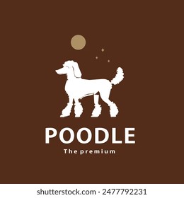 vintage retro hipster poodle logo vector outline silhouette art icon