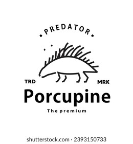 vintage retro hipster porcupine logo vector outline monoline art icon