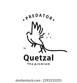 vintage retro hipster quetzal logo vector outline monoline art icon