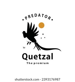 vintage retro hipster quetzal logo vector outline silhouette art icon