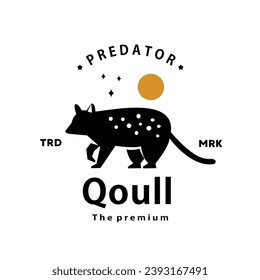 vintage retro hipster quoll logo vector outline silhouette art icon