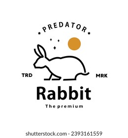 vintage retro hipster rabbit logo vector outline monoline art icon