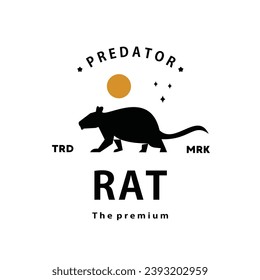 vintage retro hipster rat logo vector outline silhouette art icon