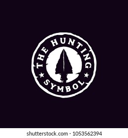 Vintage Retro Hipster Rustic Spear Arrowhead Stamp for Hunting Badge Logo Design 