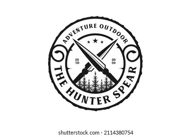 
Diseño de logotipo de distintivo de velocidad de punta de punta de punta de punta de arco de estilo rústico retro vintage