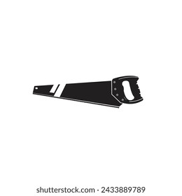 Vintage retro hipster saw. Carpentry tools saw silhouette icons on white background.
