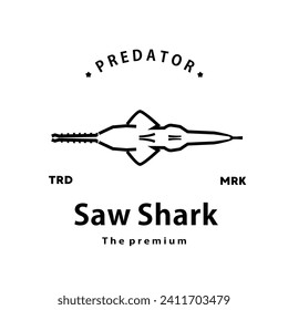vintage retro hipster saw shark logo vector outline monoline art icon
