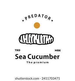 vintage retro hipster sea cucumber logo vector outline monoline art icon