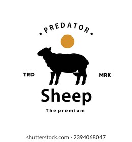 vintage retro hipster sheep logo vector outline silhouette art icon