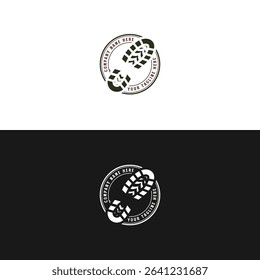 Vintage Retro Hipster Shoe Print Badge Emblem Label for Outdoor Sport Adventure Hiking Climbing Logo