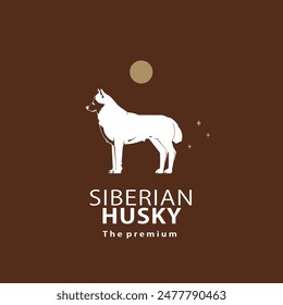 vintage retro hipster siberian husky logo vector outline silhouette art icon	