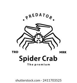 vintage retro hipster spider crab logo vector outline monoline art icon