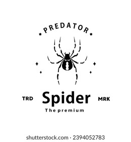 vintage retro hipster spider logo vector outline silhouette art icon