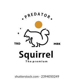 vintage retro hipster squirrel logo vector outline monoline art icon	