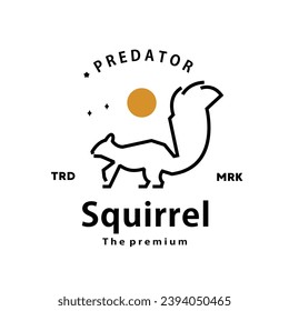 vintage retro hipster squirrel logo vector outline monoline art icon	