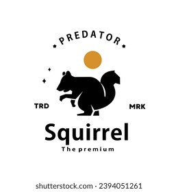 vintage retro hipster squirrel logo vector outline silhouette art icon