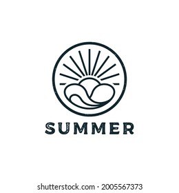 vintage Retro Hipster Stamp for Beach Surf Logo design