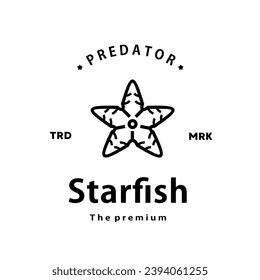 vintage retro hipster starfish logo vector outline monoline art icon	